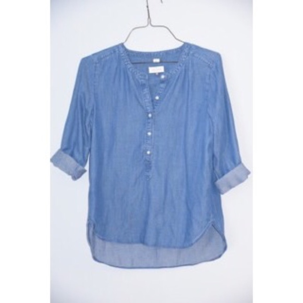 Ann Taylor loft blue jean blouse.