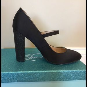 Betsey Johnson Black Satin Mary Janes