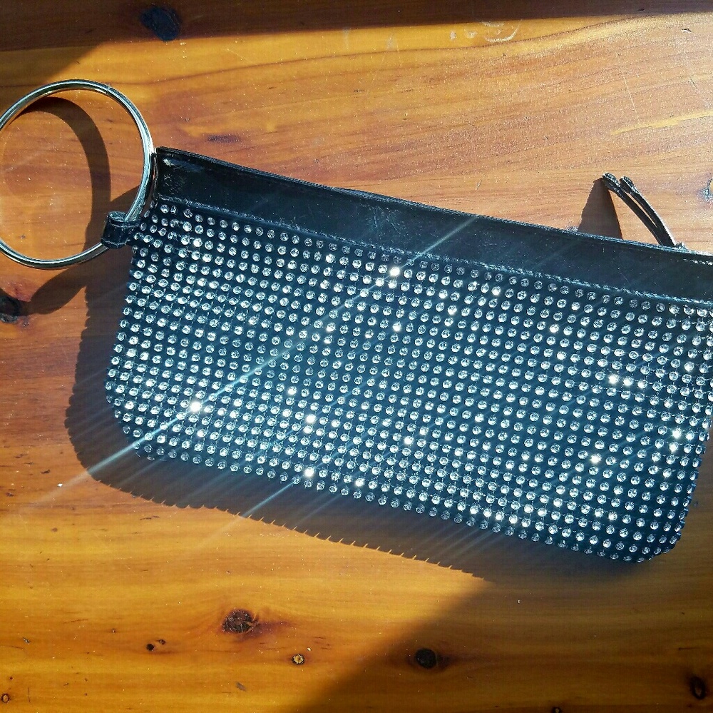 BLINGY Black Clutch encrusted with rhinestones