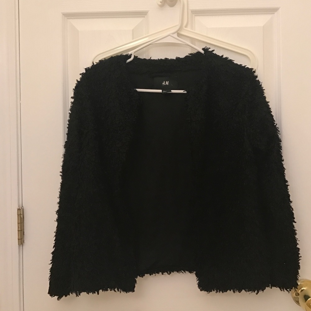 Black fluffy cardigan jacket