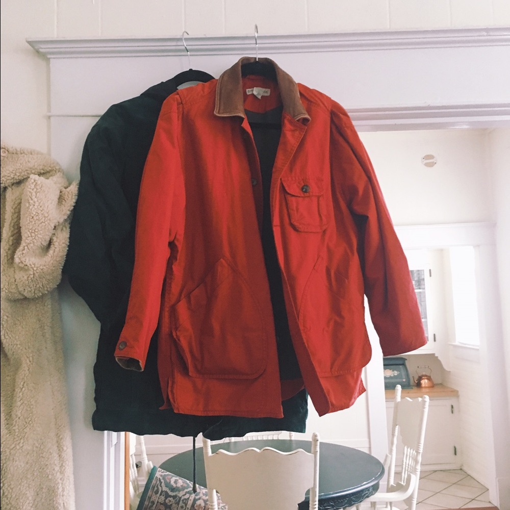 VINTAGE Banana Republic Red Leather Collar Coat