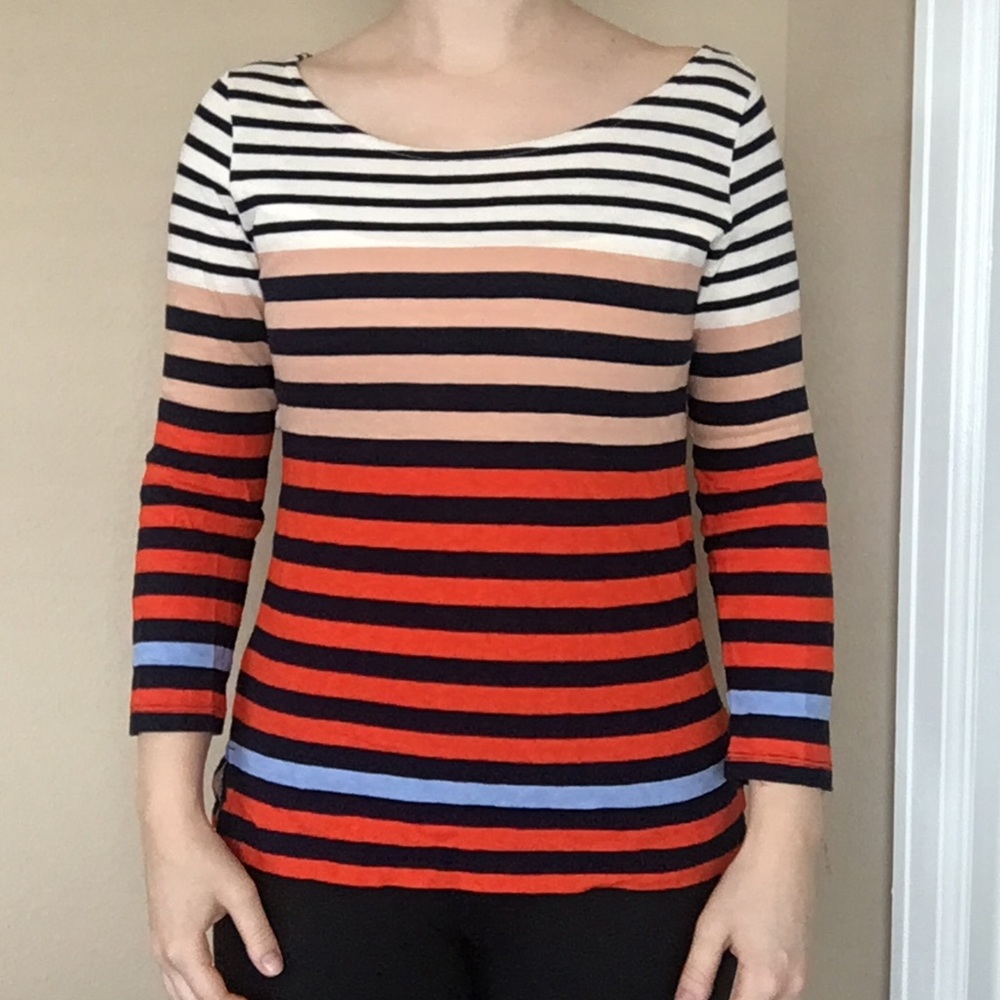 J. Crew Color Blocked Striped Boatneck T-Shirt