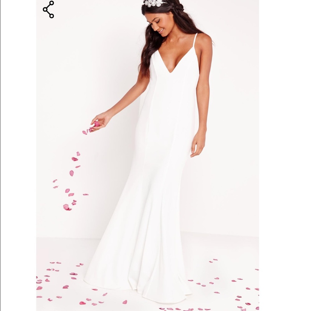 MISSGUIDED Bridal Cami Maxi Dress White