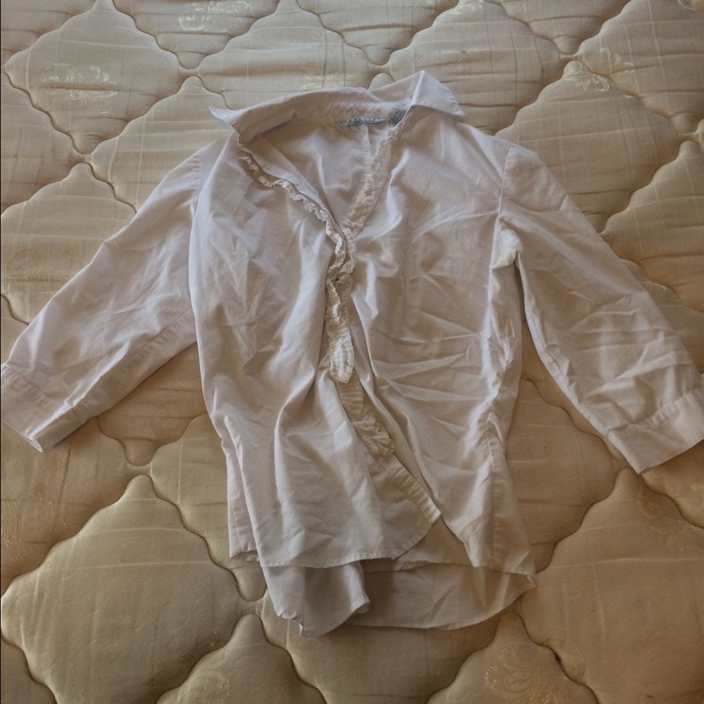 White button down with frills