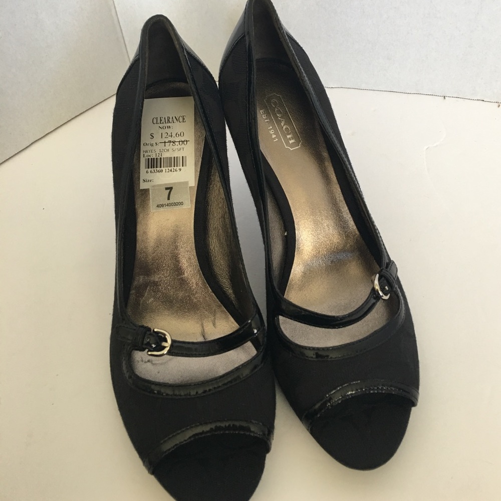 Coach Milan Women US 7 Black Peep Toe Heel