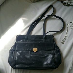 perlina black leather tote bag