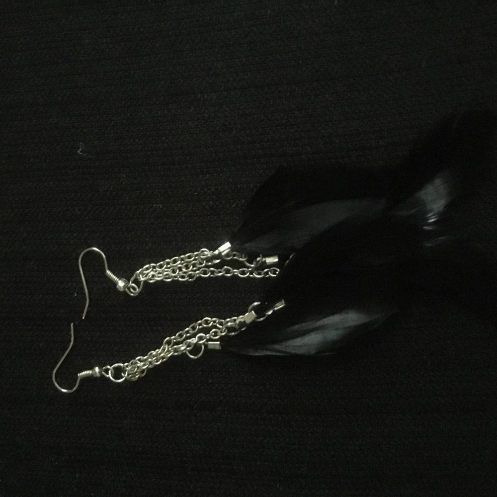 Black feather earrings