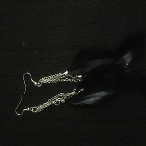 Black feather earrings