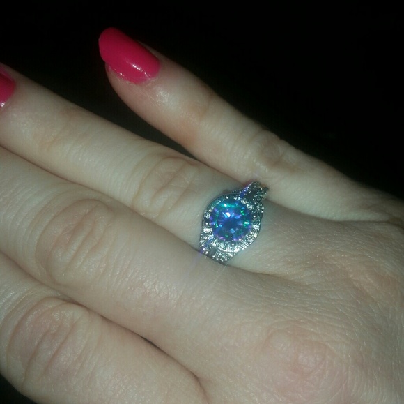 ⚠SOLD️⚠️Rainbow Mystic Topaz  925 Halo Ring - Picture 2 of 4