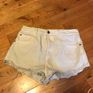 White High Waisted Shorts with Lace Trim