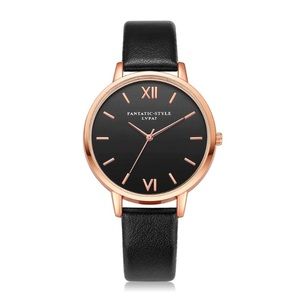 Analog Bracelet Watch with Leather Band