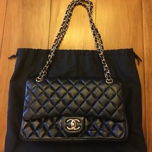 Black Leather Bag with Gold Chain Strap