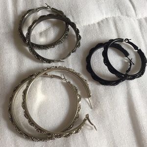 Set of 3 Pairs of Hoop Earrings