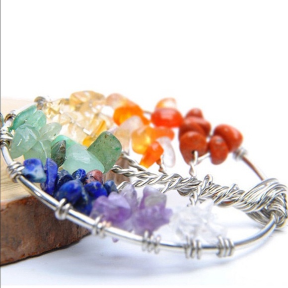 Tree of Life Chakra Natural Healing Yoga Keychain - Picture 3 of 5