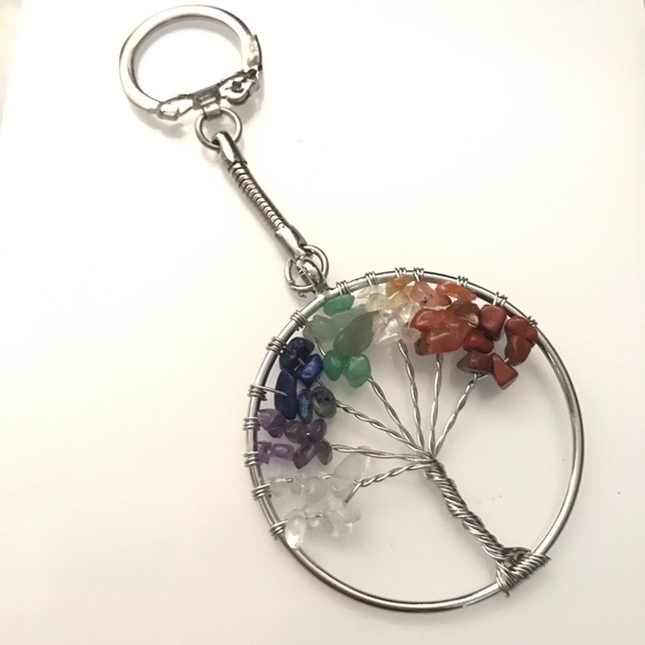 Tree of Life Chakra Natural Healing Yoga Keychain - Picture 4 of 5