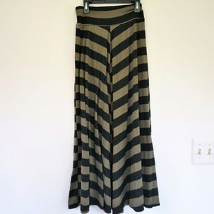 Boho, Long, Striped Maxi Skirt - Small - B Design