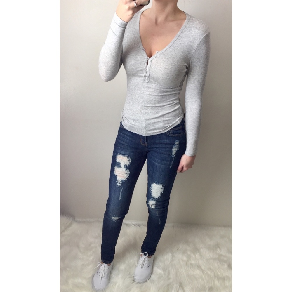 KATHY Heather Gray LS Henley