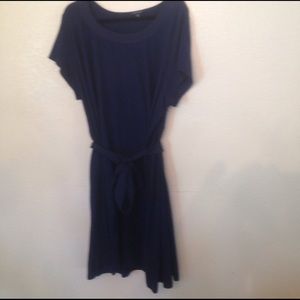 Navy blue capped sleeves dress