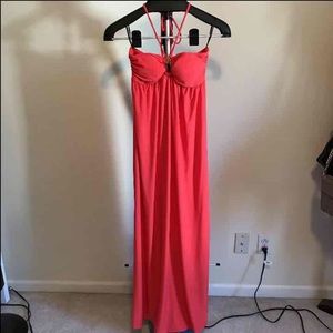 Stretchy coral maxi dress