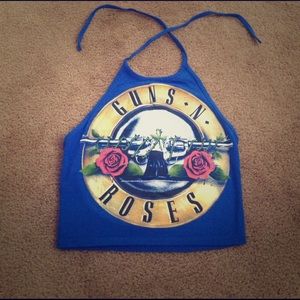Blue crop top Guns N' Roses
