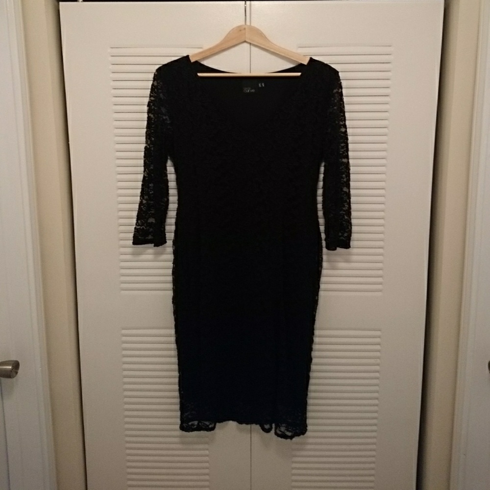Asos curve black lace dress, size 16