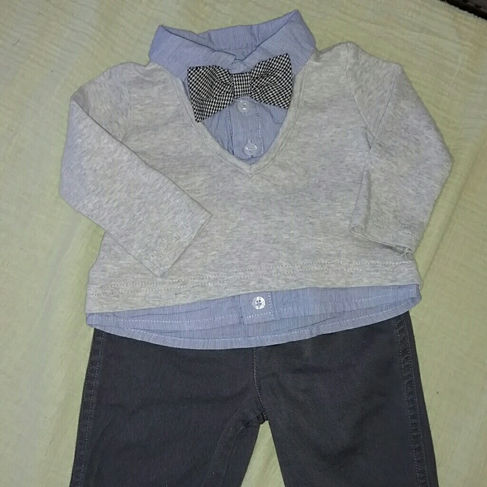 Formal shirt and pants set with bow tie