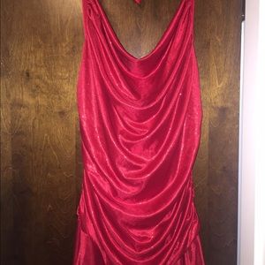 Red sparkle halter dress