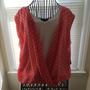 NWT Coral high low blouse with polka dots size XL