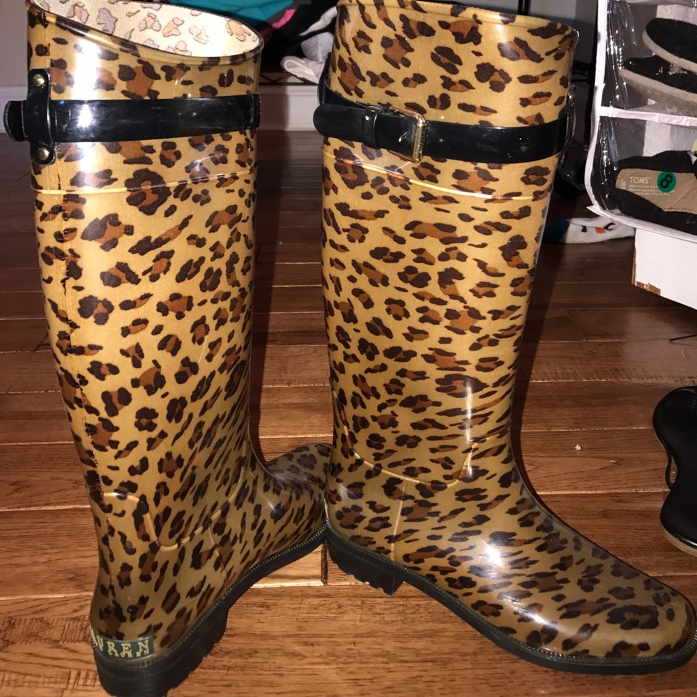 Cheetah Print Ralph Lauren Rainboots