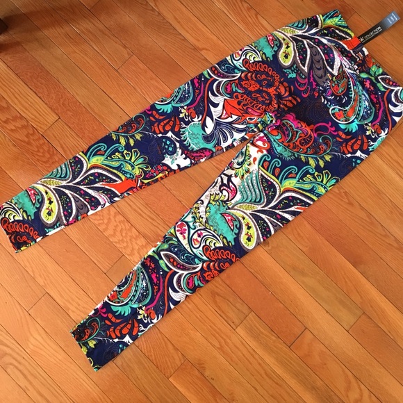 OS Paisley Leggings Soft  Brushed Poly - Picture 2 of 2