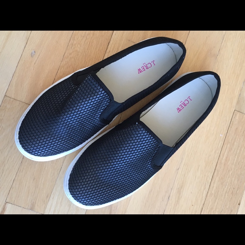 J. Crew black mesh slip on Size 9 worn once