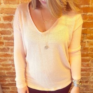 Sweaters - LAST ONE- L- Peach Light Knit Sweater in Pink Sweaters - LAST ONE- L- Peach Light Knit Sweater in Pink