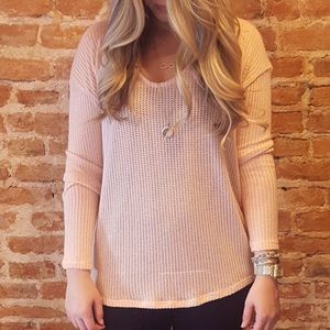 Sweaters - LAST ONE- L- Peach Light Knit Sweater in Pink Sweaters - LAST ONE- L- Peach Light Knit Sweater in Pink
