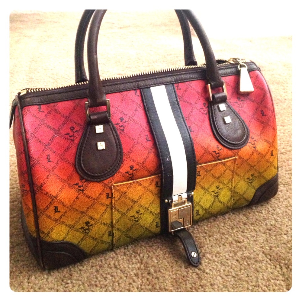 Gwen stefani lamb leather rasta handbag