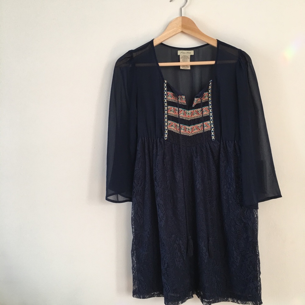 Lace embroidered peasant dress