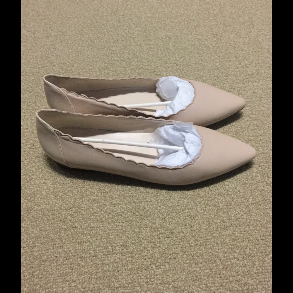 Scalloped pointy blush Cole Haan flats