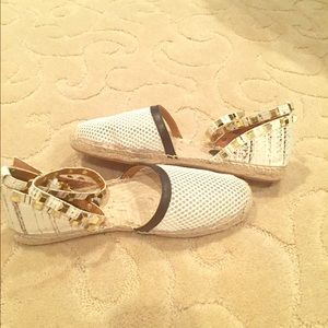 Studded ankle wrap espadrilles