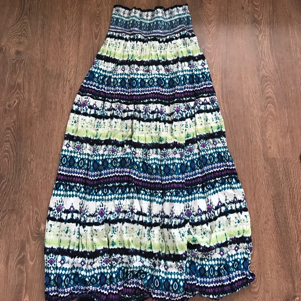 Long colorful print skirt