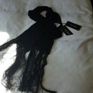 Dolce Gabbana black silk scarf)