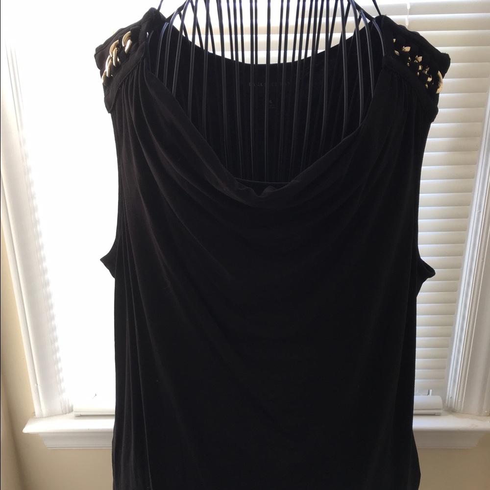 NWT Black drape blouse with gold accents size XL