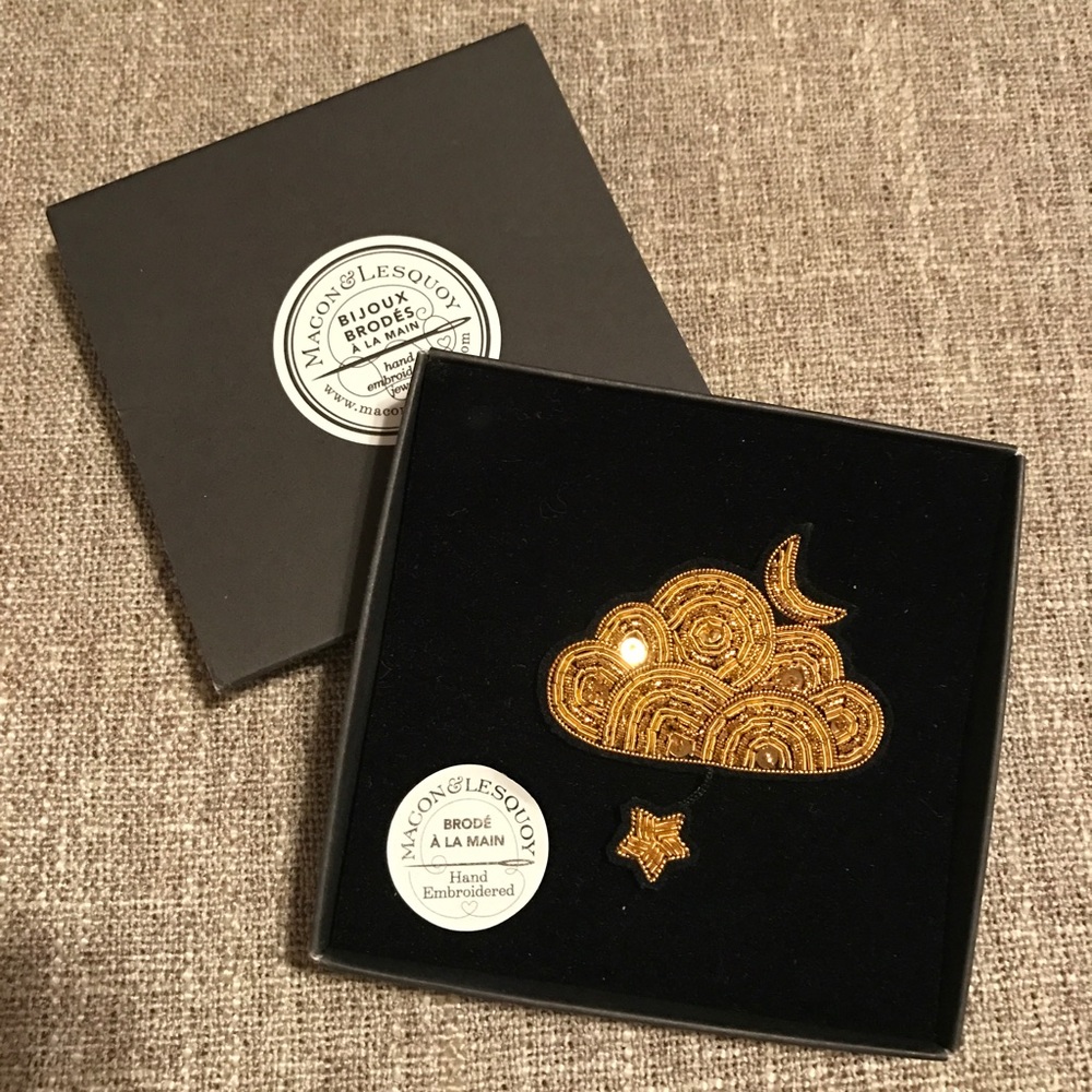 Macon & Lesquoy Cloud, Moon, & Star Brooch pin