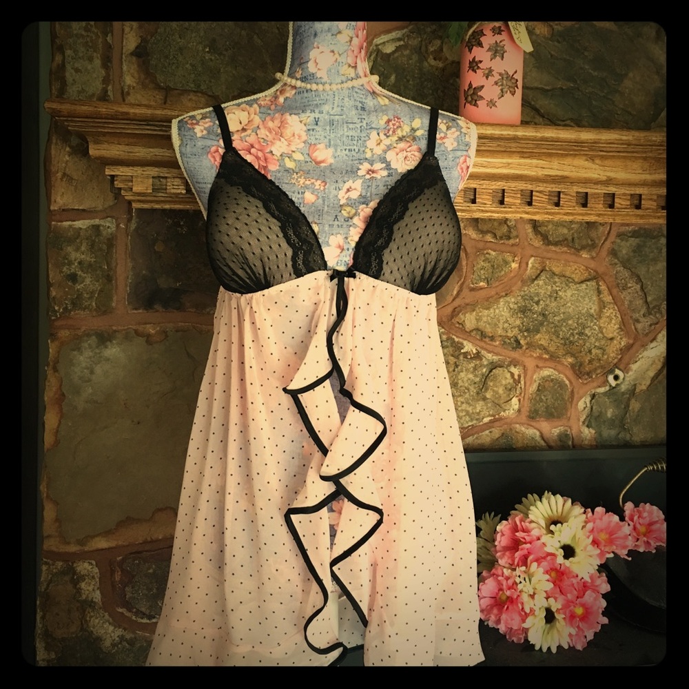 🎀 Flirty Blush Pink & Black Babydoll! 🎀