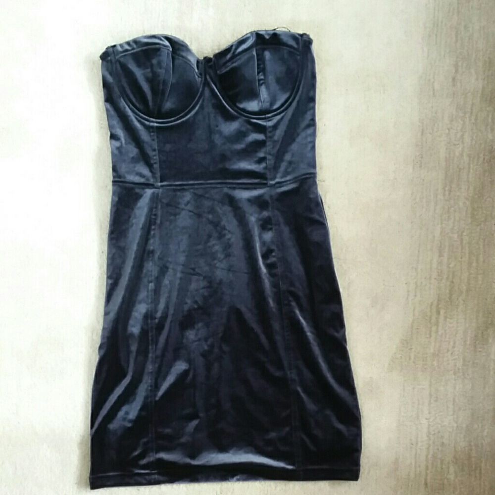 Navy blue velvet dress