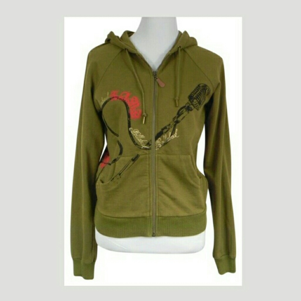 Hollaback Hoodie Jacket with Retro Mic Graphics