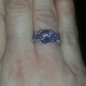 Vintage Triple Amethyst Sterling Silver Ring