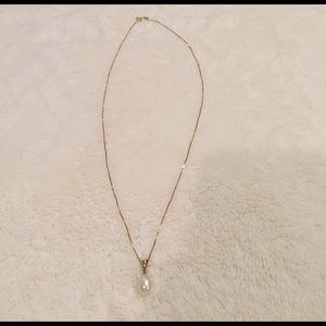 Diamond and pearl necklace with 14k gold chain
