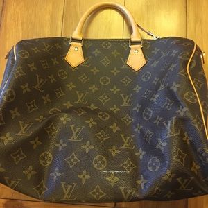 Brown Canvas Bag with Leather Straps