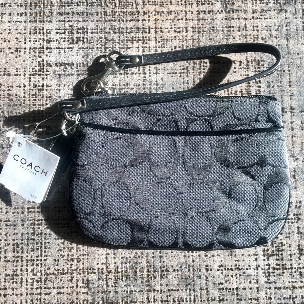 BRAND NEW Coach signature black wristlet