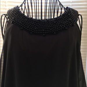 NWT Gorgeous Beaded Charcoal color blouse size M.