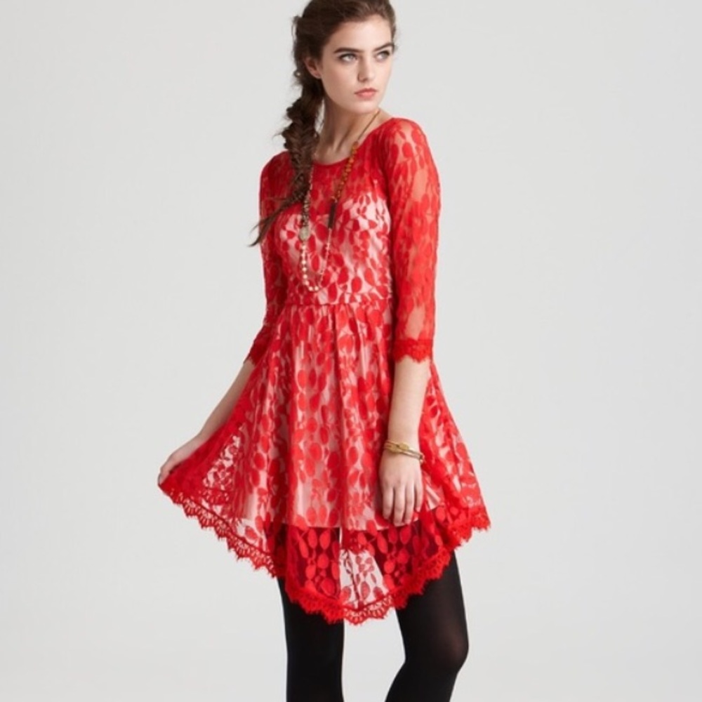 Donating soon, make offer! Red Lace Dress by FP